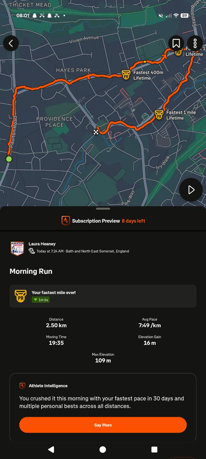 Laura’s running progress screenshot 1